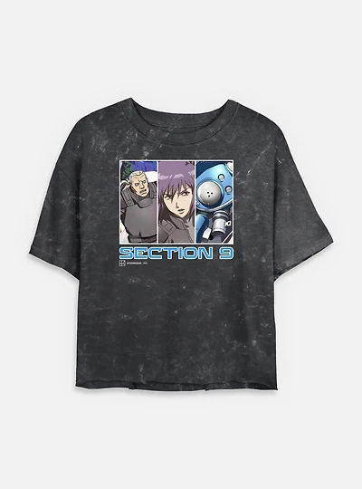 Ghost The Shell Section 9 Team Mineral Wash Womens Crop T-Shirt