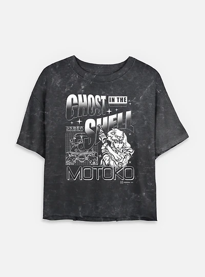 Ghost the Shell Grid Mineral Wash Womens Crop T-Shirt