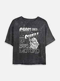 Ghost the Shell Grid Mineral Wash Womens Crop T-Shirt