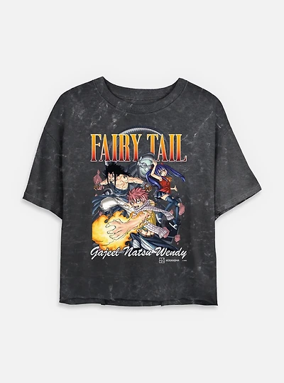 Fairy Tail Group Mineral Wash Womens Crop T-Shirt