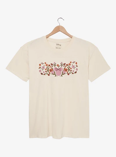 Disney Minnie Mouse Floral Embroidered Women's Plus T-Shirt - BoxLunch Exclusive