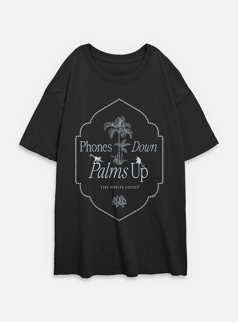 The White Lotus Phones Down Palms Up Womens Oversized T-Shirt