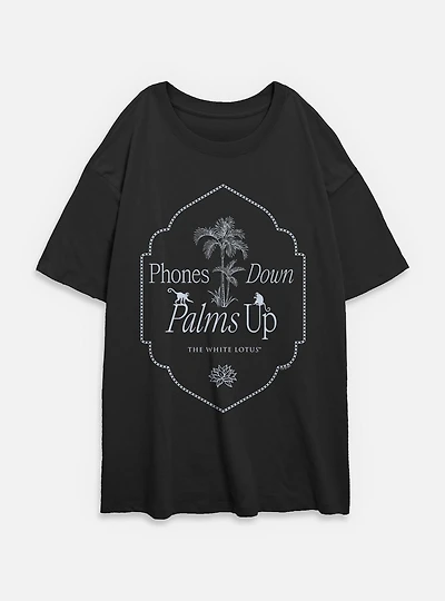 The White Lotus Phones Down Palms Up Womens Oversized T-Shirt