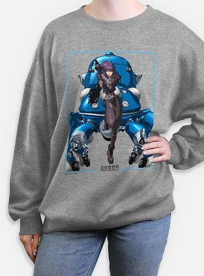 Ghost the Shell Motoko Guns Tachikomas Womens Oversized Sweatshirt