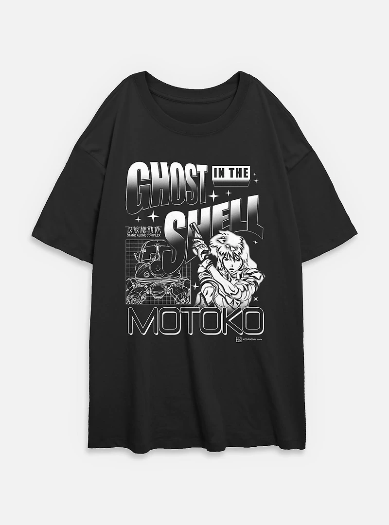 Ghost the Shell Grid Womens Oversized T-Shirt