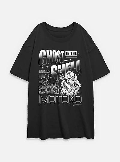 Ghost the Shell Grid Womens Oversized T-Shirt