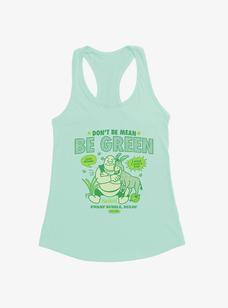Shrek Don't Be Mean Green Womens Tank Top