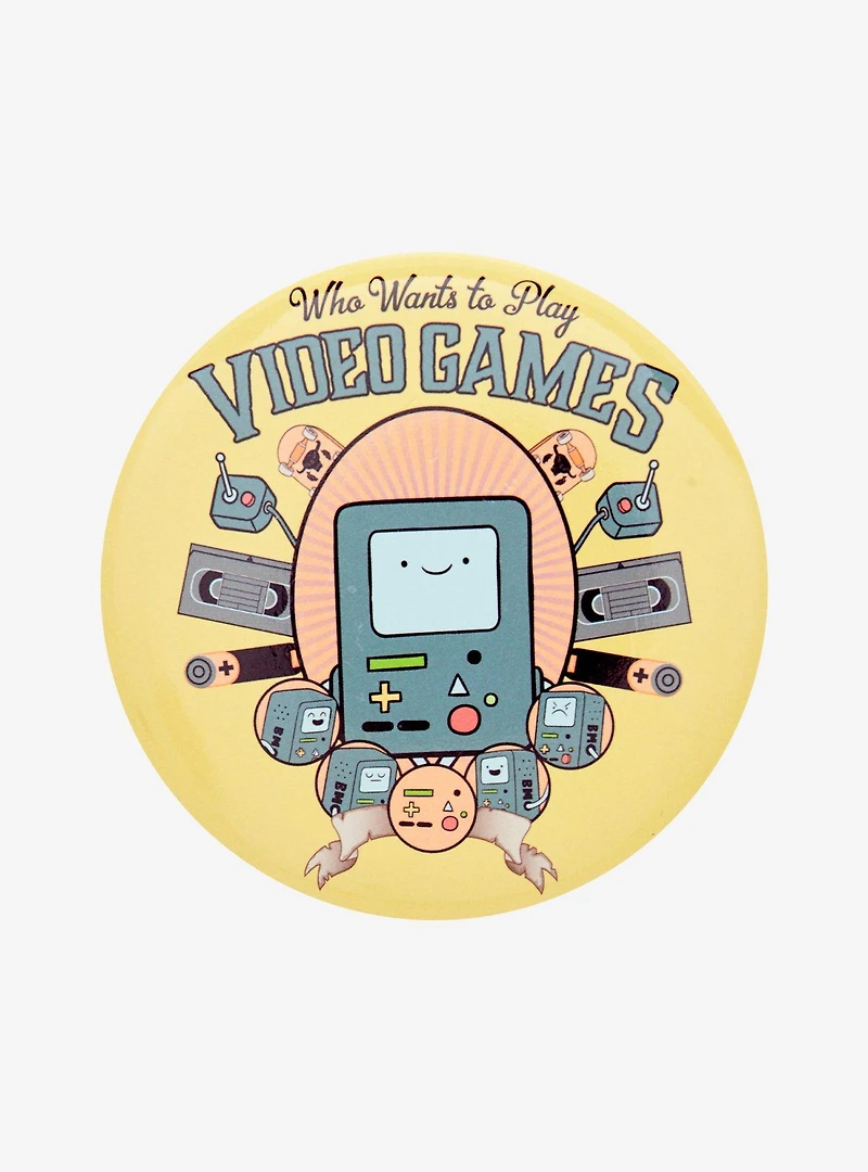 Adventure Time BMO Who Wants to Play Video Games Button Pin