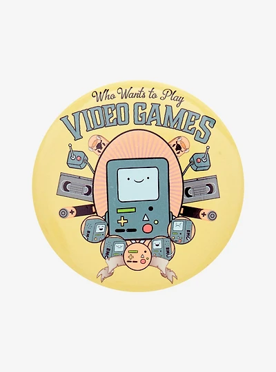 Adventure Time BMO Who Wants to Play Video Games Button Pin