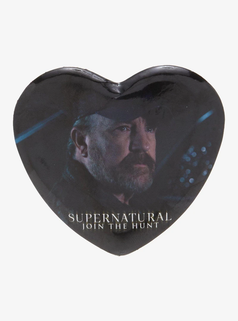 Supernatural Bobby Heart Button Pin