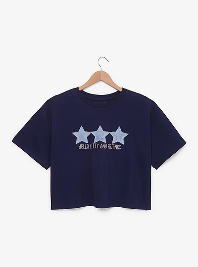 Sanrio Hello Kitty and Friends Denim Stars Women's Plus Cropped T-Shirt - BoxLunch Exclusive