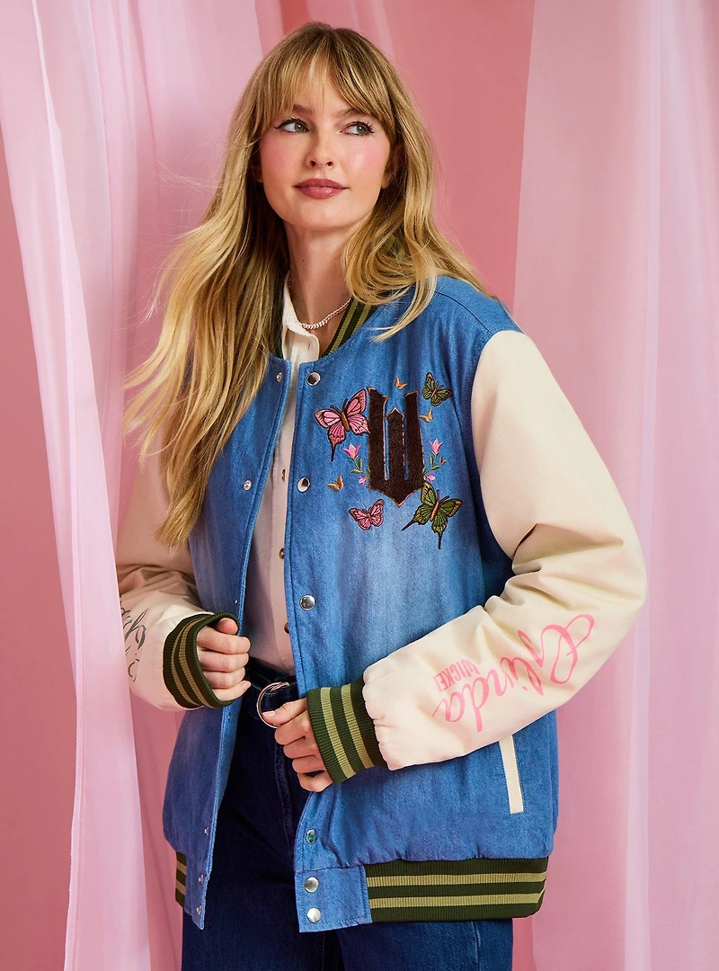 Wicked Glinda & Elphaba Denim Varsity Jacket - BoxLunch Exclusive