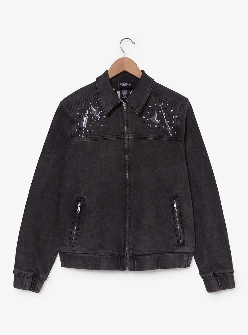 Wicked Elphaba Icons Rhinestone Women's Black Denim Jacket — BoxLunch Exclusive