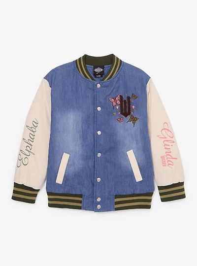 Wicked Glinda & Elphaba Youth Denim Varsity Jacket - BoxLunch Exclusive