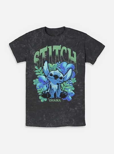 Disney Lilo & Stitch Dark Floral Mineral Wash T-Shirt BoxLunch Exclusive