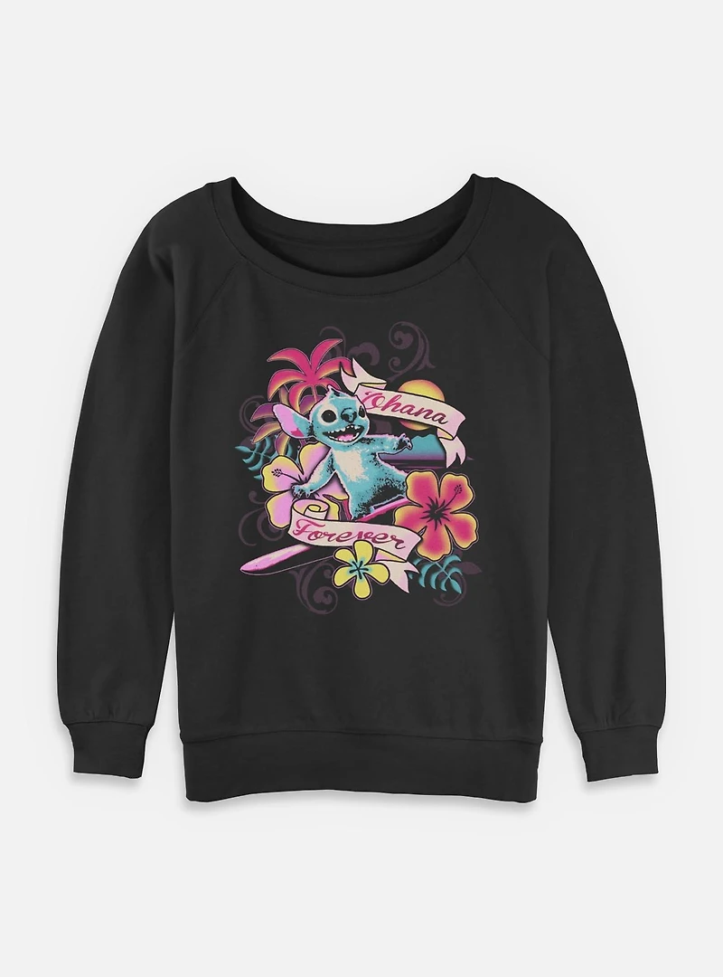 Disney Lilo & Stitch Surf Ohana Forever Womens Slouchy Sweatshirt BoxLunch Exclusive