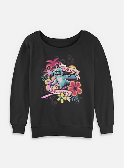 Disney Lilo & Stitch Surf Ohana Forever Womens Slouchy Sweatshirt BoxLunch Exclusive