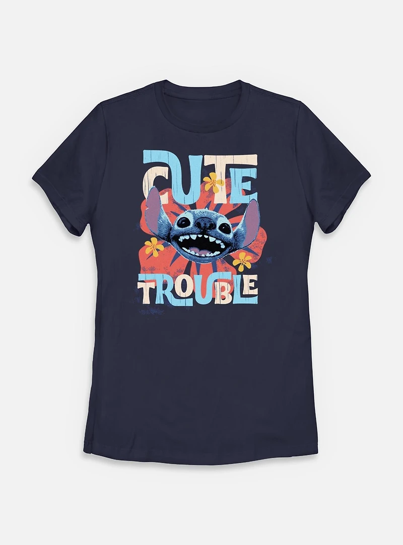 Disney Lilo & Stitch Live Action Cute Trouble Womens T-Shirt