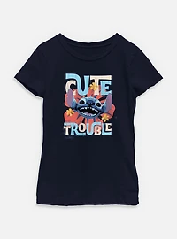 Disney Lilo & Stitch Live Action Cute Trouble Youth Girls T-Shirt