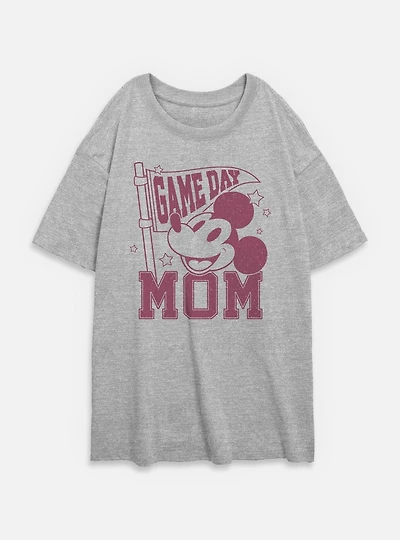 Disney Mickey Mouse Game Day Mom Womens Oversized T-Shirt