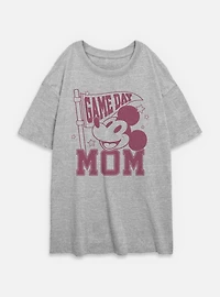 Disney Mickey Mouse Game Day Mom Womens Oversized T-Shirt