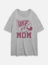 Disney Minnie Mouse Game Day Mom Womens Oversized T-Shirt