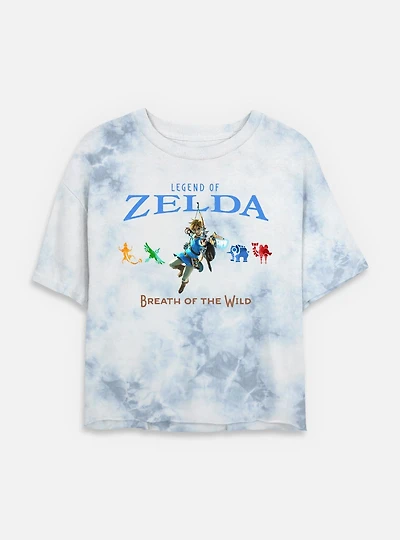 Nintendo Legend Of Zelda Breath The Wild and Divine Beasts Tie-Dye Womens Crop T-Shirt