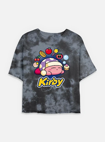 Nintendo Kirby Food Dreams Tie-Dye Womens Crop T-Shirt