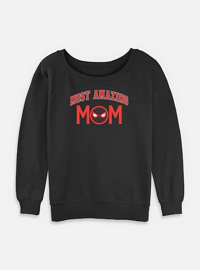 Marvel Spider-Man Most Amazing Collegiate Mom Womens Slouchy Sweatshirt