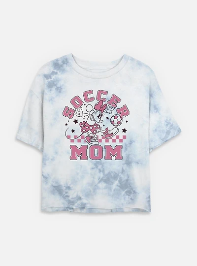 Disney Minnie Mouse Soccer Mom Tie-Dye Womens Crop T-Shirt