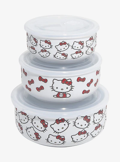 Sanrio Hello Kitty Allover Print Wax Resist Bowl & Lid Set
