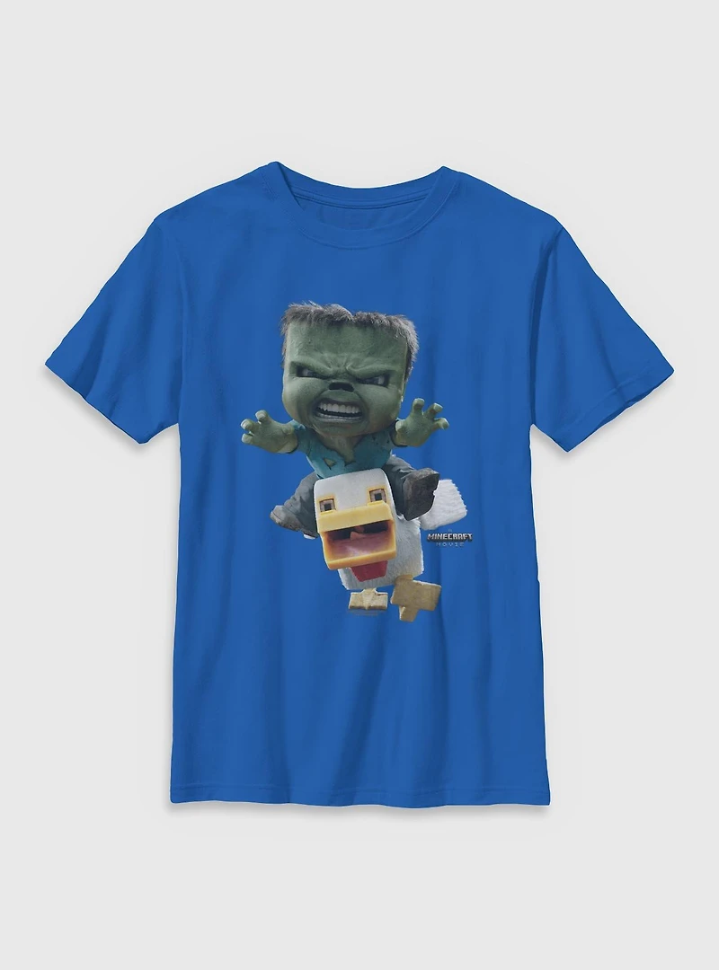 A Minecraft Movie Chicken Jockey Youth T-Shirt