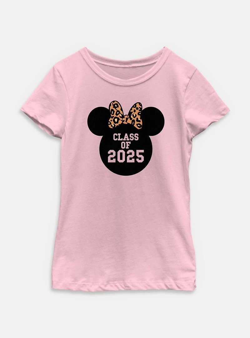 Disney Minnie Mouse Leopard Bow 2025 Youth Girls T-Shirt