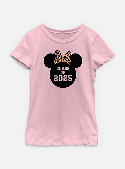 Disney Minnie Mouse Leopard Bow 2025 Youth Girls T-Shirt