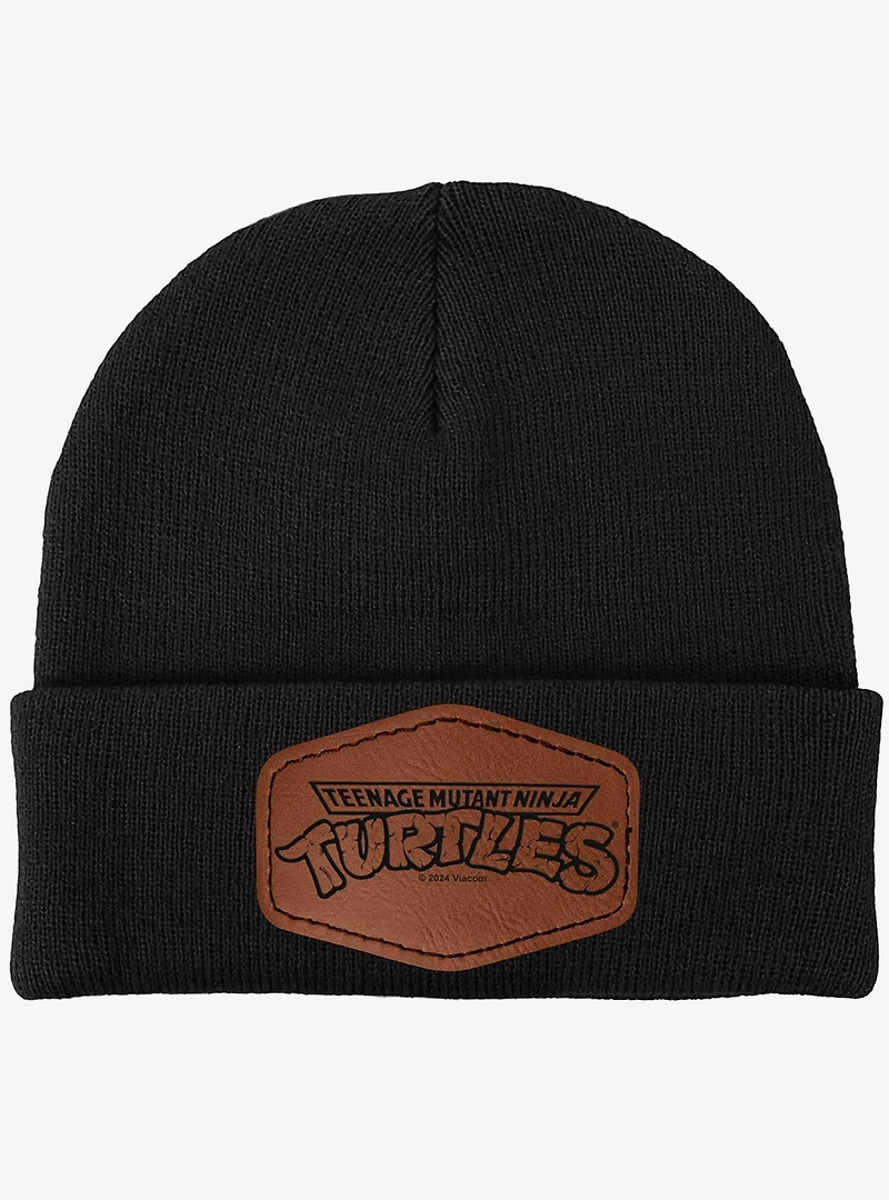 Teenage Mutant Ninja Turtles Monochromatic Logo Leather Patch Knit Beanie