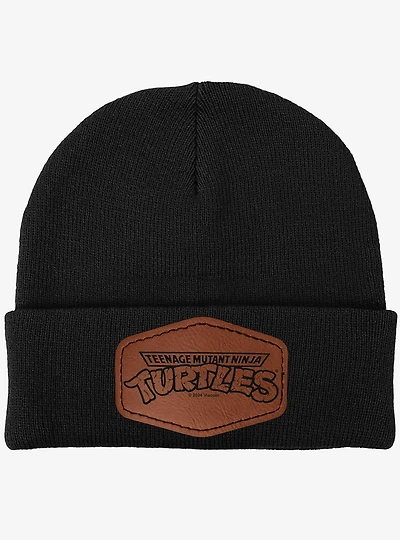 Teenage Mutant Ninja Turtles Monochromatic Logo Leather Patch Knit Beanie
