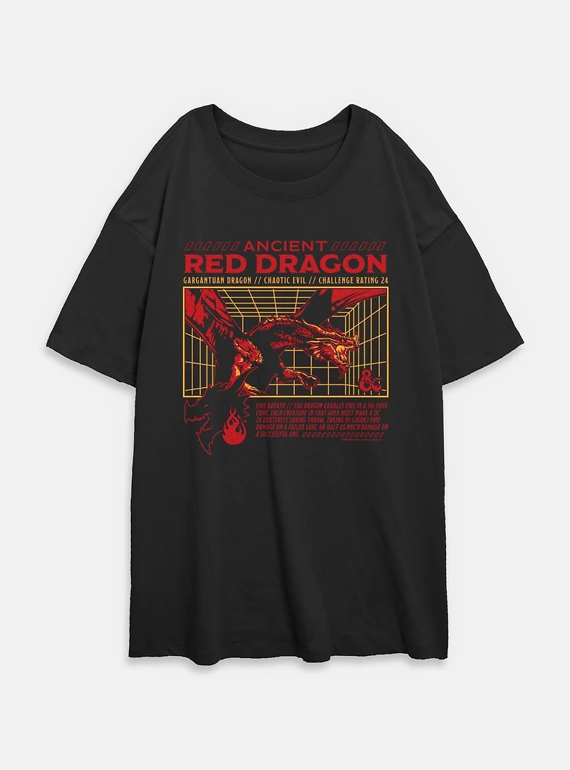 Dungeons & Dragons Ancient Red Dragon Stats Womens Oversized T-Shirt