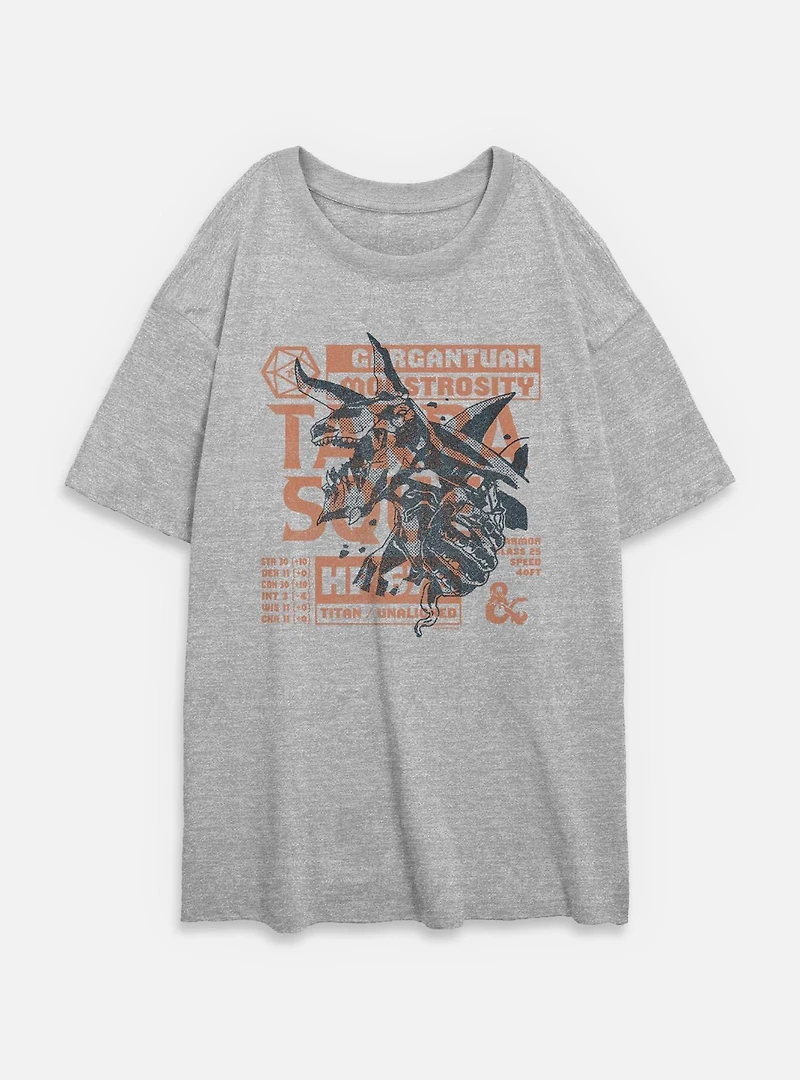 Dungeons & Dragons Terrasque And Stats Womens Oversized T-Shirt