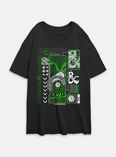 Dungeons & Dragons Trippy D20 Womens Oversized T-Shirt