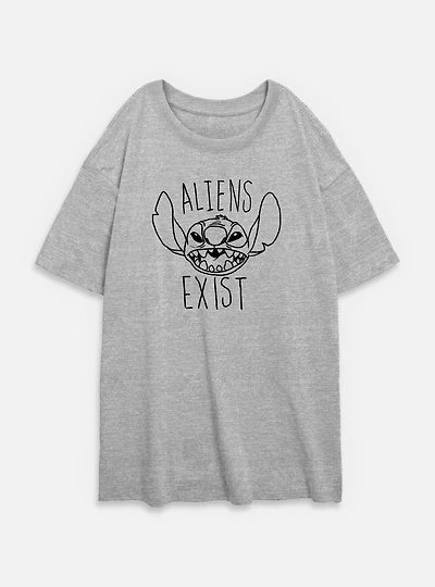 Disney Lilo & Stitch Aliens Exist Womens Oversized T-Shirt