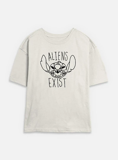 Disney Lilo & Stitch Aliens Exist Womens Skimmer T-Shirt