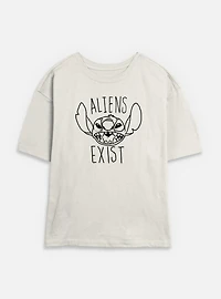 Disney Lilo & Stitch Aliens Exist Womens Skimmer T-Shirt