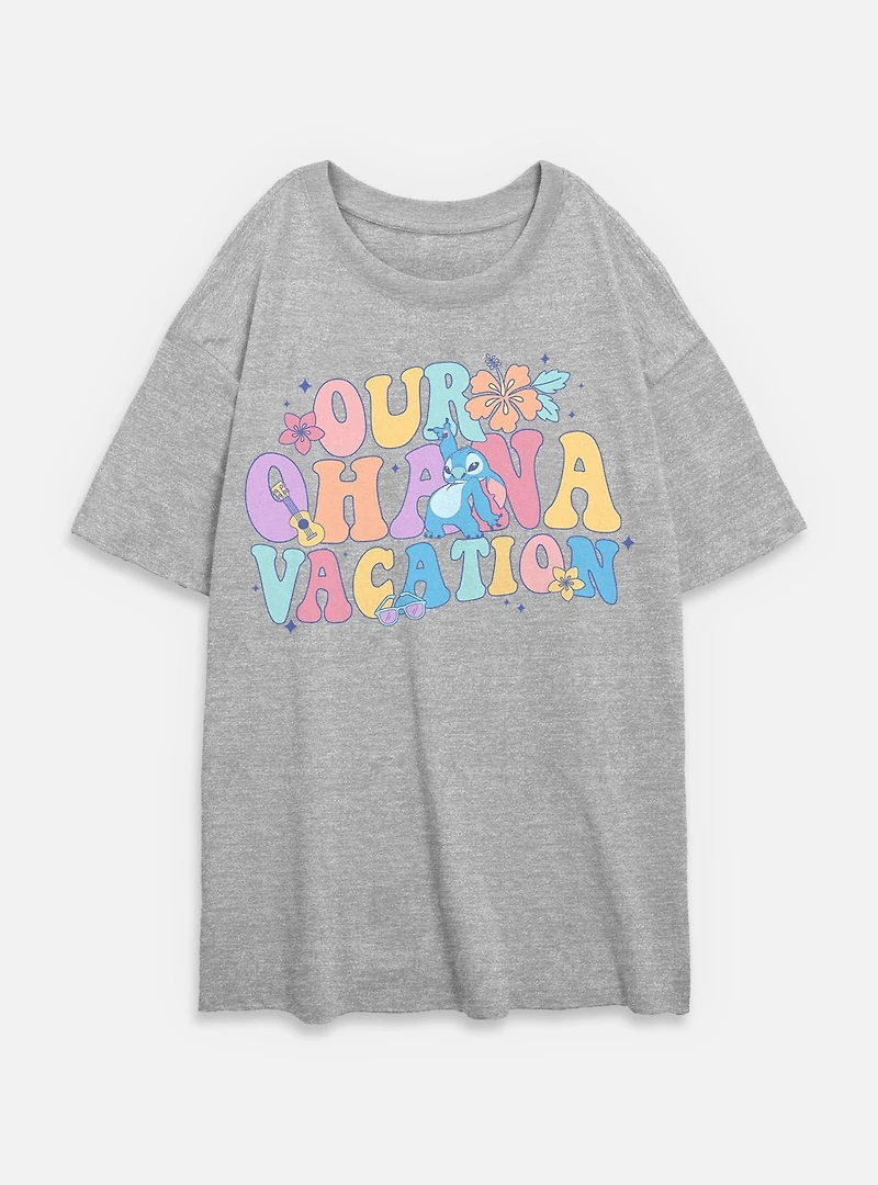 Disney Lilo & Stitch Ohana Vacation Womens Oversized T-Shirt