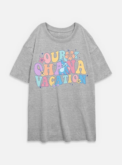 Disney Lilo & Stitch Ohana Vacation Womens Oversized T-Shirt
