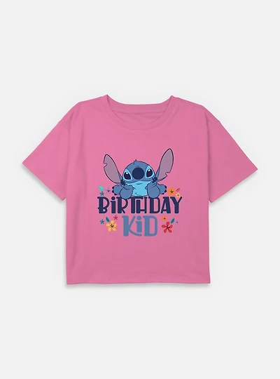 Disney Lilo & Stitch Birthday Kid Youth Girls Boxy T-Shirt