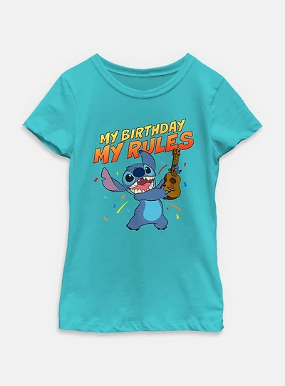 Disney Lilo & Stitch My Birthday Rules Youth Girls T-Shirt