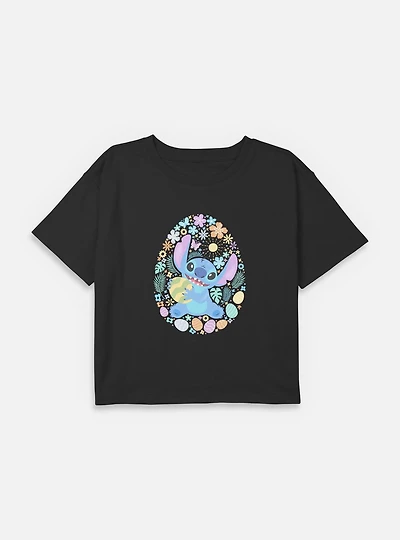 Disney Lilo & Stitch Easter Egg Hunt Youth Girls Boxy T-Shirt