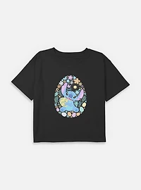 Disney Lilo & Stitch Easter Egg Hunt Youth Girls Boxy T-Shirt