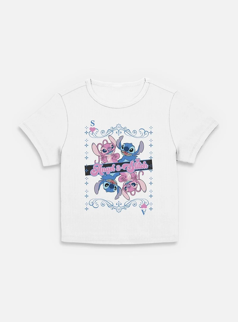 Disney Lilo & Stitch Angel And Card Womens Baby T-Shirt