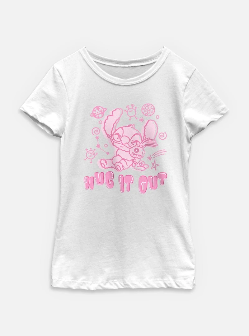 Disney Lilo & Stitch Hug It Out Tie-Dye Youth Girls T-Shirt